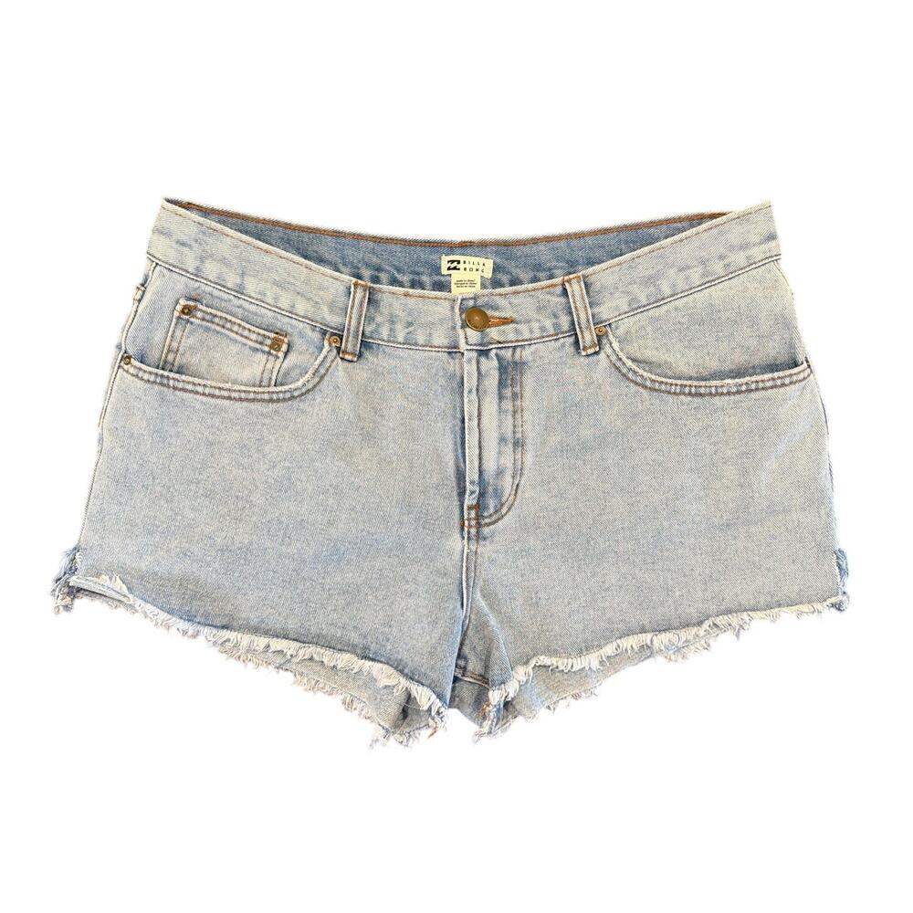 Billabong Light Wash Denim Shorts Raw Hem Cut Off Size 31